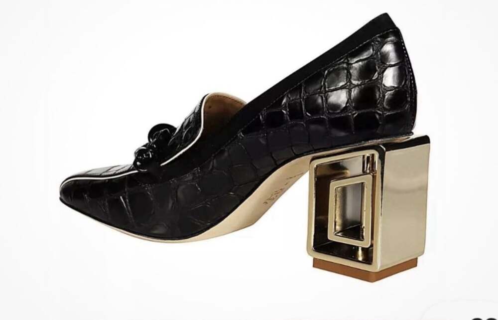 Black Croc Embossed Loafers TORY BURCH JESSA HARD LOAF PUMPCROCO size 10 S57
